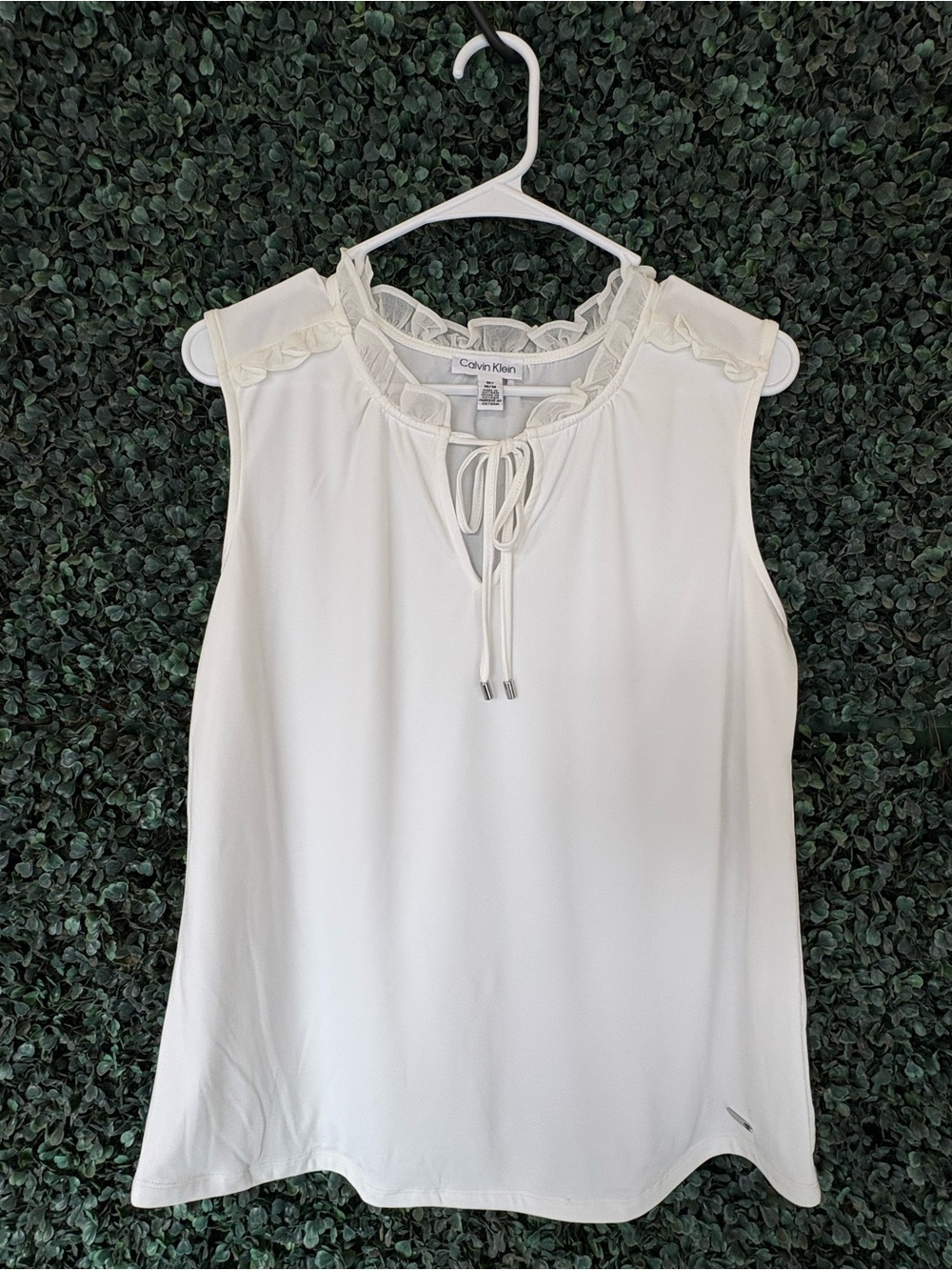 Calvin Klein white Lace-Trim Sleeveless Camisole